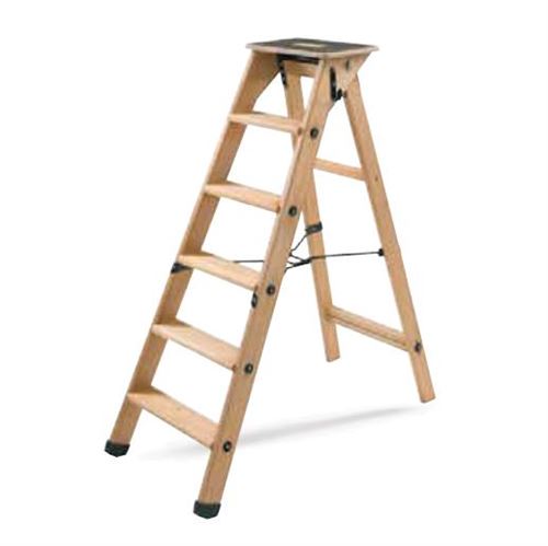 Déstockage - Tubesca - Echelle 7 Montées + tablette Haut. accès maxi 2,90 m - Double Bois Lyonnaise