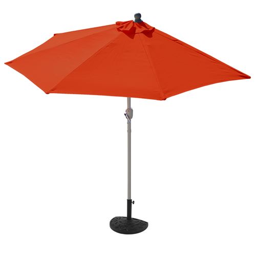 Demi-parasol aluminium Parla, IP 50+, 285cm terracotta avec pied