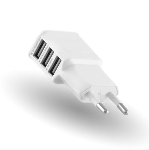 Adaptateur Secteur USB pour MOTOROLA Moto G6 Smartphone Tablette Triple Prise Murale 3 Ports Courant AC Chargeur Blanc (5V 2A) U