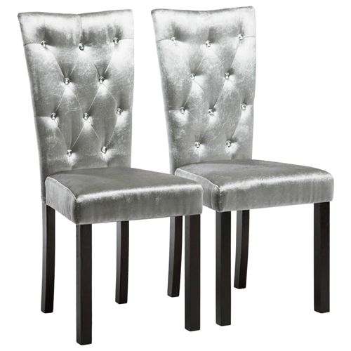 vidaXL Eetkamerstoelen 2 st fluweel zilverkleurig