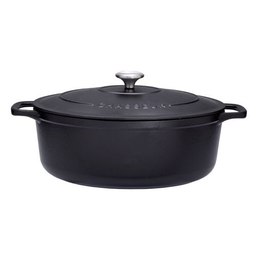 Cocotte ovale 35 cm chasseur noir interieur noir - Invicta - Noir - Fonte émaillée