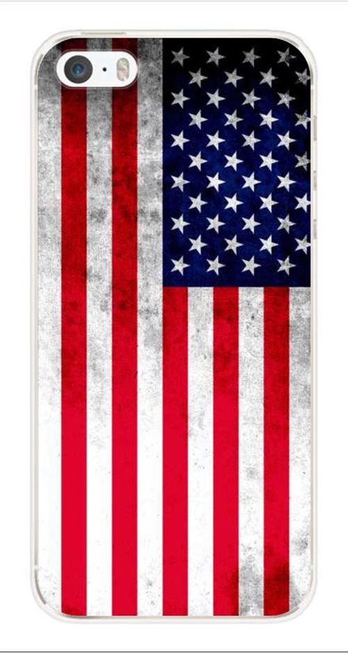 Coque en silicone imprimée compatible iPhone 5 iPhone 5S Drapeau USA
