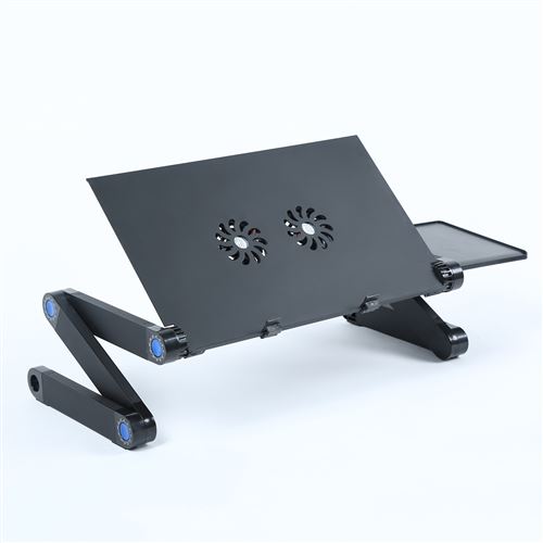 Support d'ordinateur portable réglable en aluminium portable léger avec 2  ventilateurs de refroidissement et tapis de souris canapé canapé lit plateau