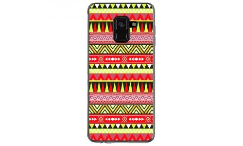Coque souple pour Samsung Galaxy A8 2018 avec impression Motifs aztèque jaune et rouge
