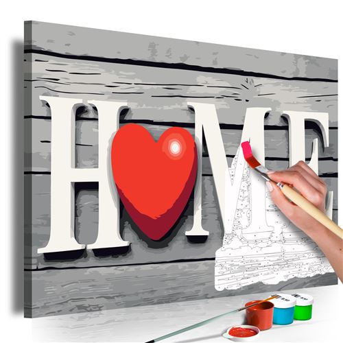 Tableau à peindre par soi-même - Home with Red Heart - 60x40 Artgeist (11660)