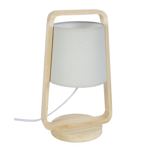 LEGNO Lampe a poser Bois hetre - 19x19x32cm - Naturel/Blanc