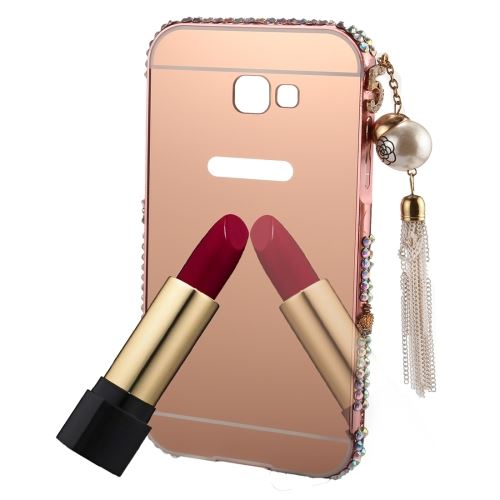 Galaxy A5 (2017) Coque Protection Plastique Rose Electroplating Mirroir Bijoux incrusté ALS46714