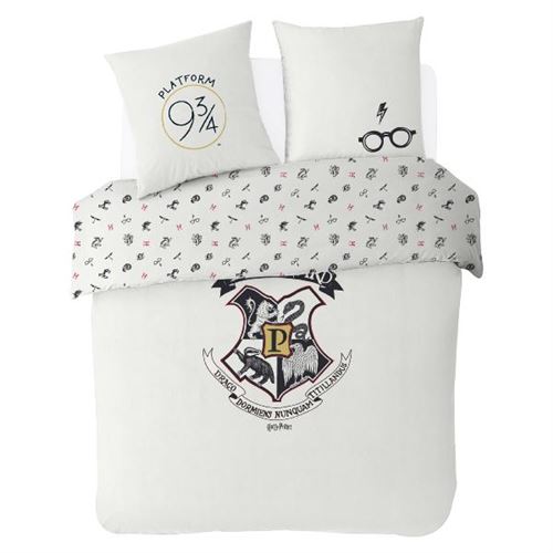 Housse de couette Harry Potter, Écru, 200x200cm, 100% Coton