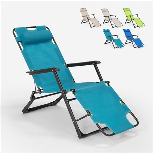 Beach and Garden Design - Chaise longue de plage et de jardin pliante multi-positions Emily Lux Zero Gravity, Couleur: Turquoise