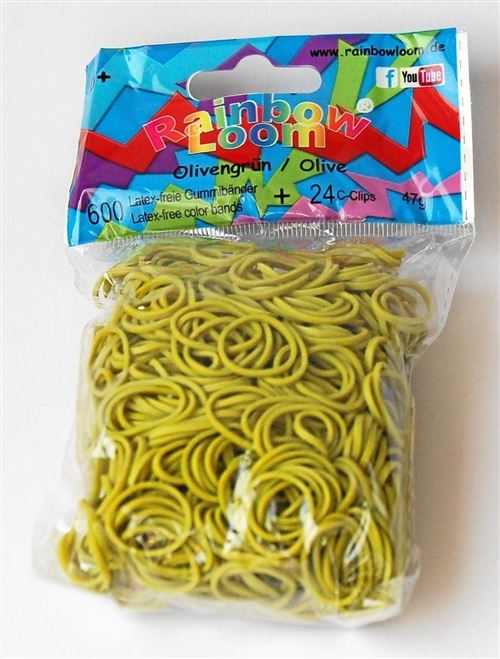 Recharge pour le Rainbow Loom Official 600 Olive Rubber Bands