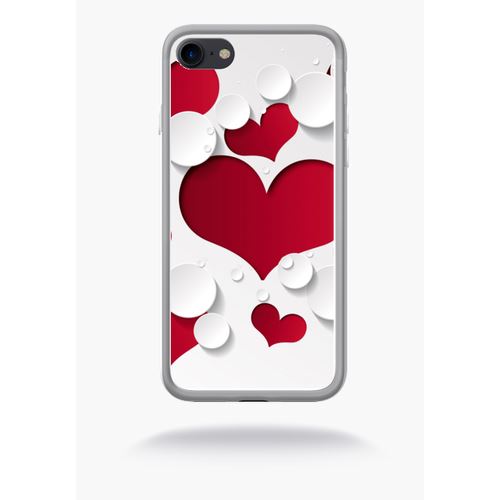 Coque Coeurs Compatible Apple Iphone 7 Silicone Blanc Mat