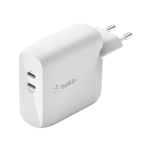 Belkin Boost Charge - Adaptateur Secteur - 68 Watt - 3 A - Fast Charge - 2 Connecteurs De Sortie (Usb-C) - Blanc