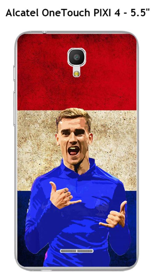 Coque TPU gel souple Alcatel OneTouch PIXI 4 - 5.5 design Griezmann & Drapeaux