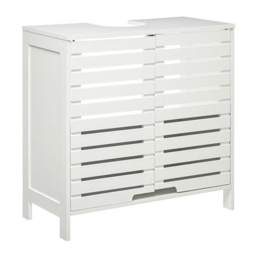 Meuble de salle de bain coloris blanc - L. 60 x P. 28 x H. 58.5 cm -PEGANE-