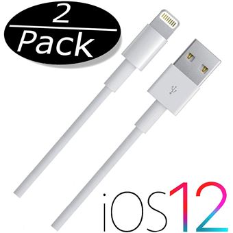 Alpexe® Lot 2 Cables USB Lightning Chargeur COMPATIBLES Apple iPhone 2 Metres - 1