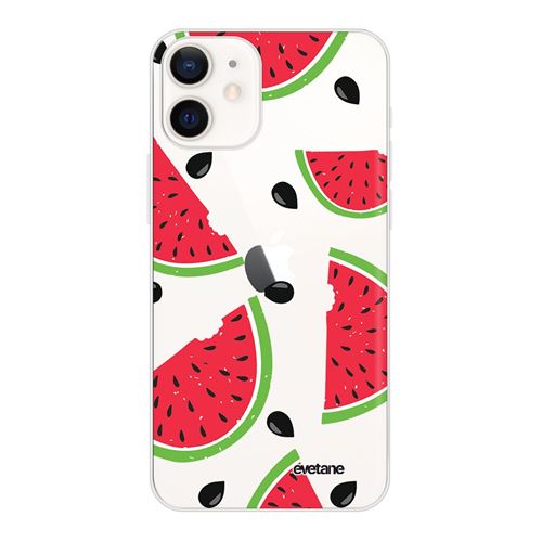 Coque pour iPhone 12 mini souple transparente Pastèque Motifs Motif Ecriture Tendance [Evetane®]