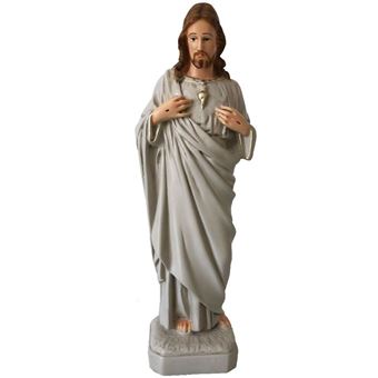 Statuette Jésus Christ Sacré coeur beige Intérieur et extérieur - 1