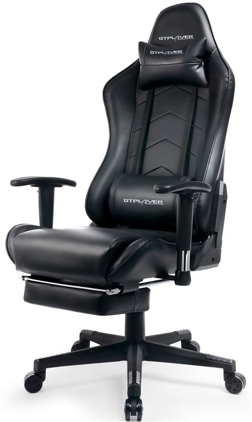 GTPLAYER Chaise Gaming de Bureau Fauteuil de Bureau Chaise Gamer Réglable en Hauteur Design Ergonomique avec Repose-Pieds et Fonction Bascule