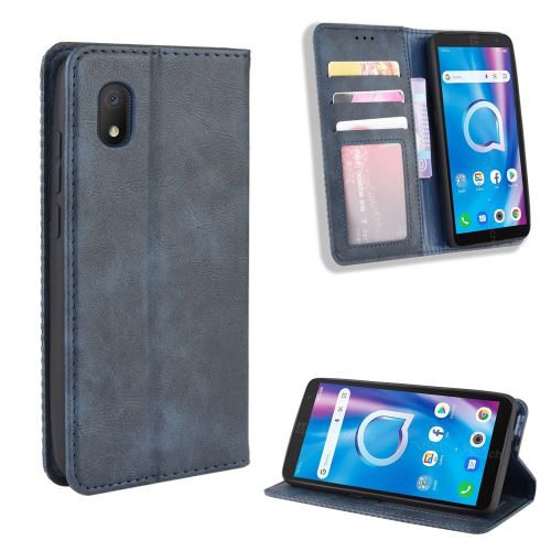 Etui en PU style vintage bleu pour votre Alcatel 1B (2020)/1A (2020)