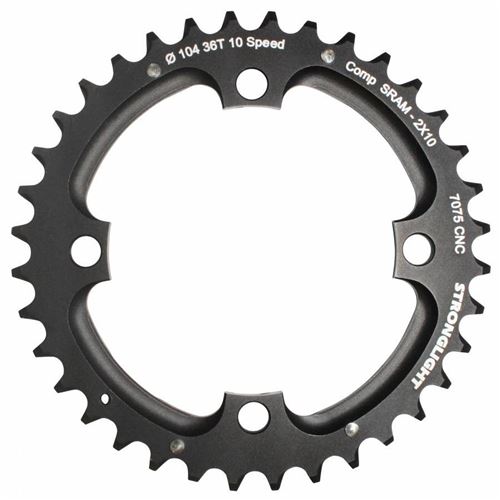 Plateau vtt 4bra double 36dts d.104 2x10 exterieur noir stronglight 10v. sram xo filete - epaisseur 5mm
