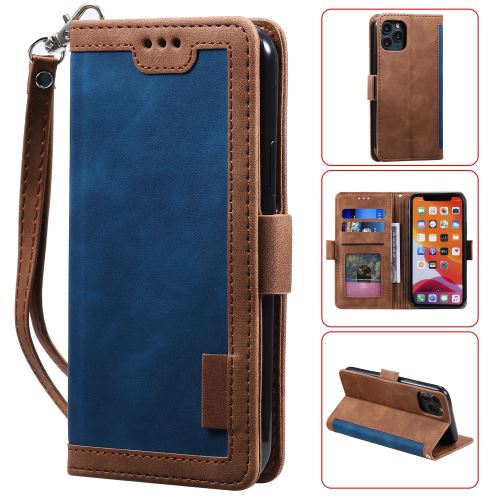 Etui en PU épissage rétro bleu pour votre Apple iPhone 11 Pro 5.8 pouces