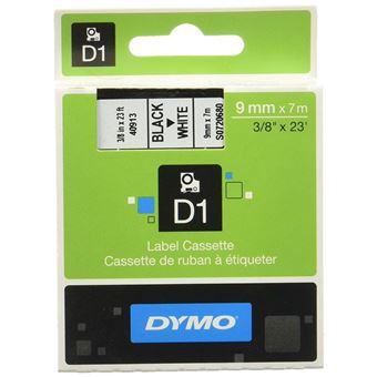 Cassette de ruban à étiqueter Dymo LabelManager D1 9 mm Noir et Blanc