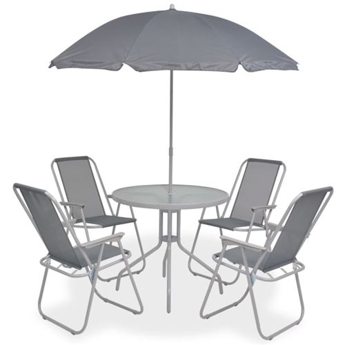 Vidaxl Gris Salon De Jardin Acier 6 Pieces 4 Personnes