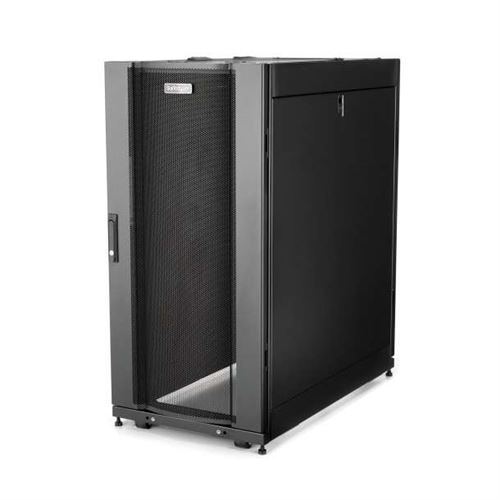 Startech.com Noir Armoire Rack Serveur 25U À 4 Montants, Armoire Verrouillable 19 Pour Ordinateur/Av/Équipement It, Rack Réseau Pour Bureau/Domicile Avec Roulettes Et Rails De Montage Ajustables - Neuf - Image 4