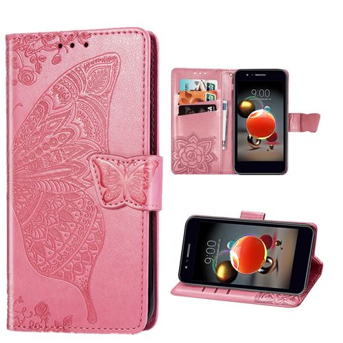 Coque PU Cuir FAYANGRIES pour Samsung Galaxy A51 5G (6.5), Papillon Support Protection Flip étui Rose
