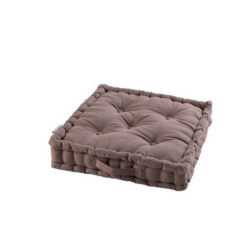 Coussin de sol 45 x 45 x 10 cm coton uni panama Noisette