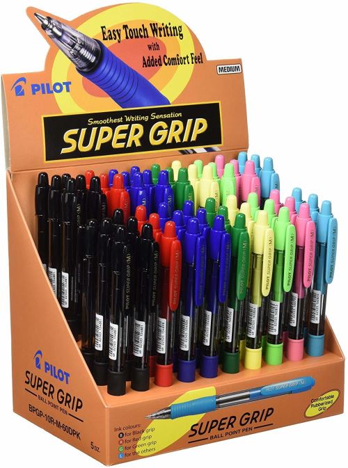 Présentoir avec stylos à bille Super Grip 60St - Bleu, Rouge, Vert, Noir