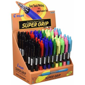 Présentoir avec stylos à bille Super Grip 60St - Bleu, Rouge, Vert, Noir - 1