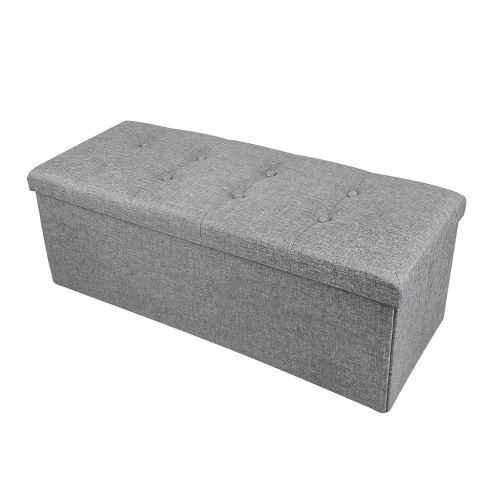 Todeco - Banc Pliant, Ottoman avec Espace de Stockage, 110 x 38 x 38 cm, Gris, Finition en tissu piqué, Matériau: MDF, Tissu non tissé