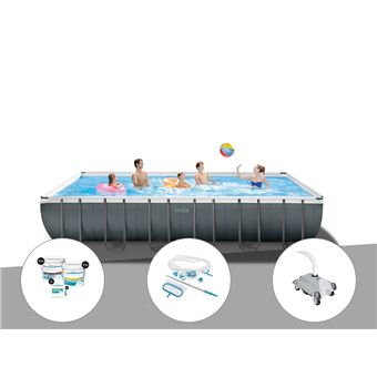 Piscine Tubulaire Intex Ultra Xtr Frame Rectangulaire 7 32 X 3 66 X 1 32 M Traitement Au Chlore Kit D Entretien Robot Piscine Achat Prix Fnac