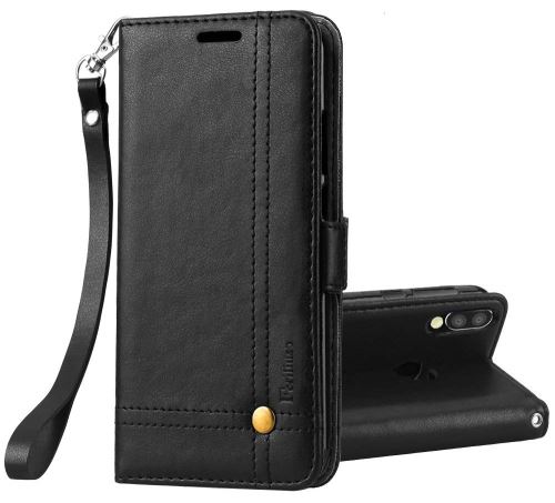 Housse pour Xiaomi Redmi S3/ Redmi 7 Housse Coque Etui de luxe Portefeuille Porte Carte Et Billet (avec support integré) Noir
