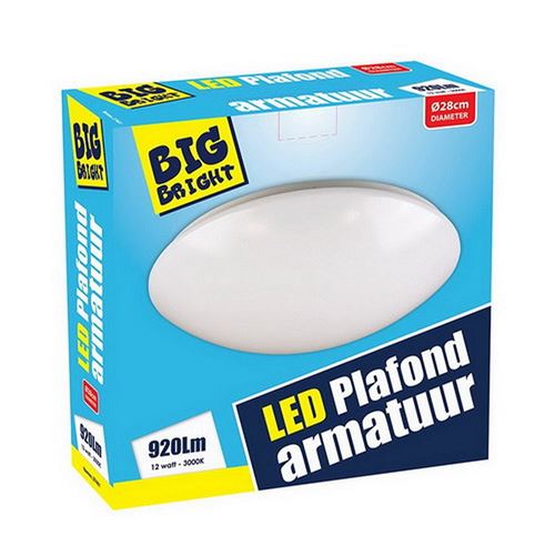 Big Bright LED Plafonnier / Applique 12W 3000K 28cm