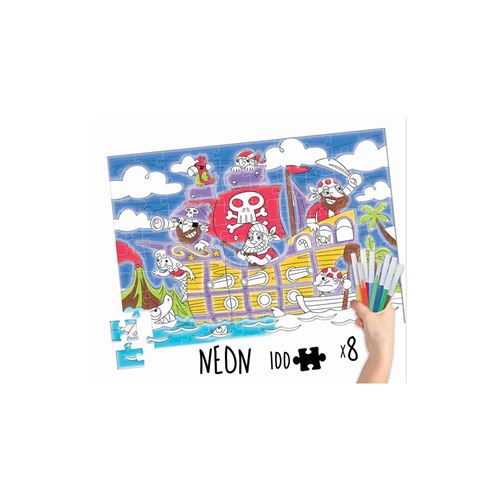 EDUCA - malette feutres néon - pirates - puzzle 100 pcs
