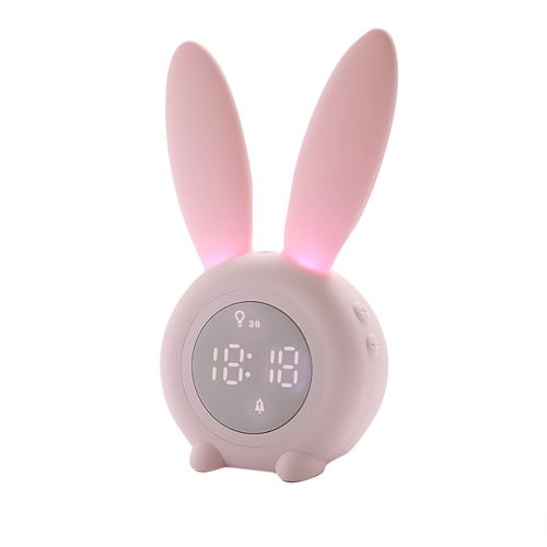Alarme Lapin Mignon Horloge Numérique Creative Led Snooze Cartoon Horloge Électronique Rose PL853