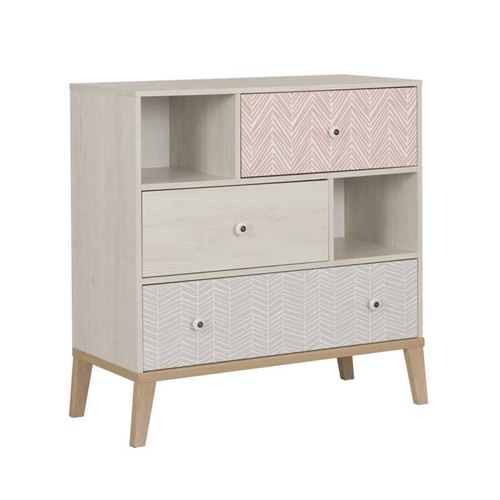 Commode 3 tiroirs Bois blanchi - SOLVEIG