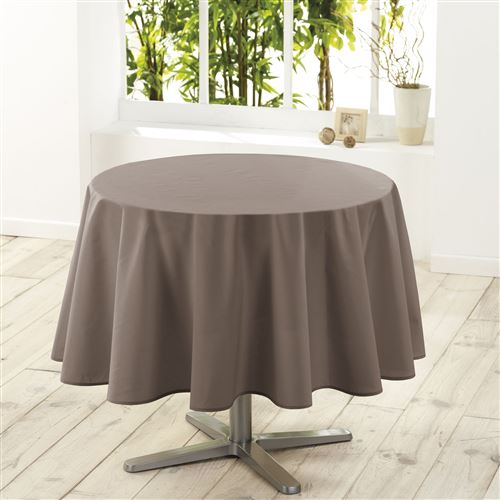 Nappe ronde (0) 180 cm polyester uni essentiel Taupe