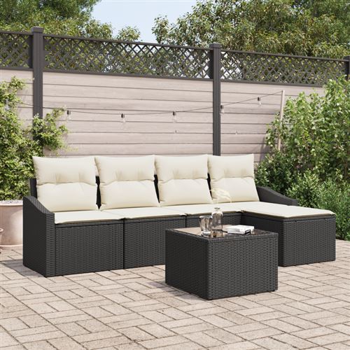 vidaXL Ensemble de Canapés 5 pc Marron et Crème polyrotin
