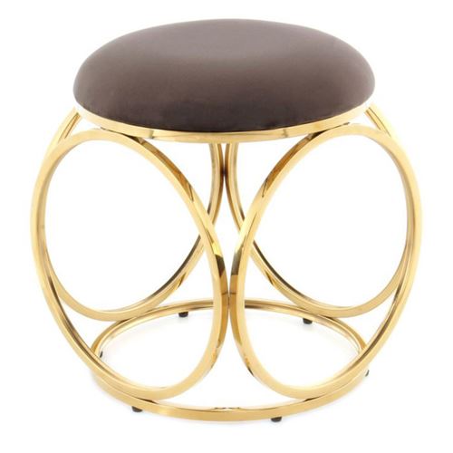 Non Communiqué Marron Tabouret Design Whitney 45Cm Taupe & Or