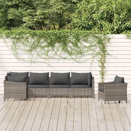 Non Communiqué Gris Salon De Jardin Modulable Vidaxl Resine Tressee 6 Pieces X 63 X 55.5 6 Personnes