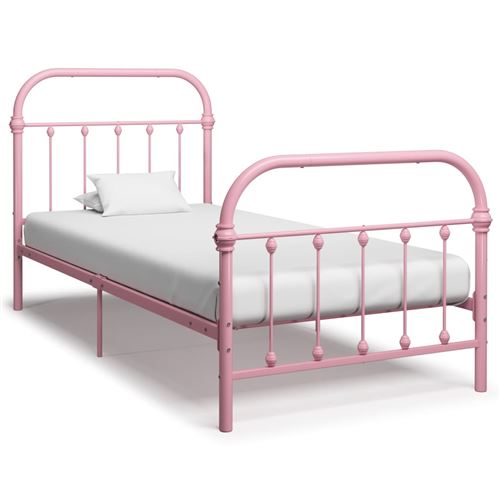 vidaXL - Cadre de lit - Métal - 90x200 cm - Rose - Image 2