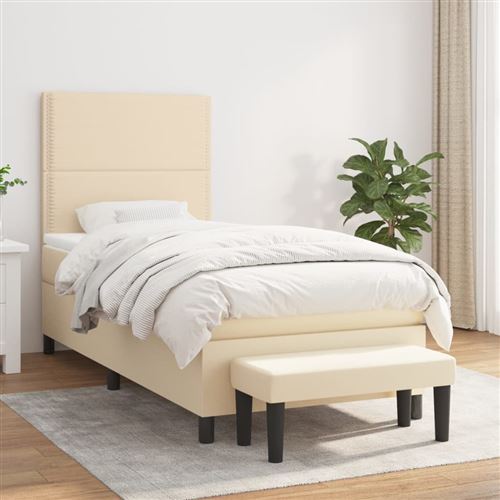 vidaXL Sommier à lattes de lit et matelas Crème 90x190 cm Tissu3136482