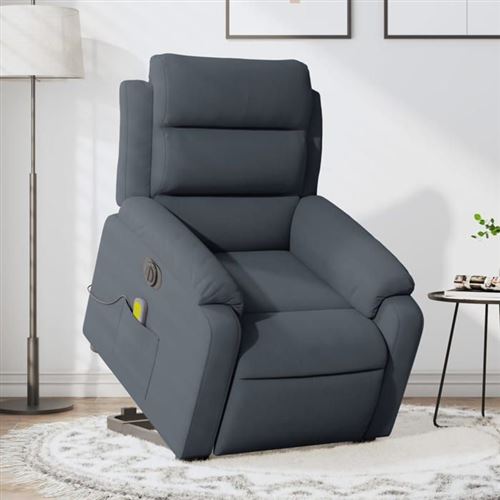 Non Communiqué Gris Vidaxl Fauteuil De Relaxation, Massage, Inclinable Électrique Réglable Velours Foncé