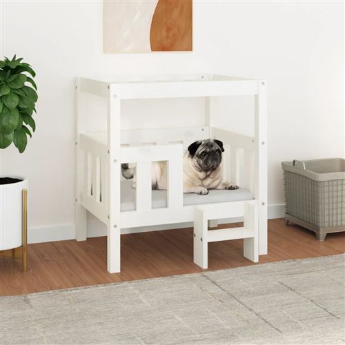 Meilleurs prix pour vidaXL Lit pour chien Blanc 65,5x43x70 cm Bois de pin solide