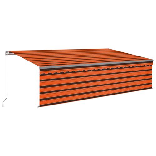 VidaXL Auvent manuel rétractable avec store 5x3 m Orange et marron