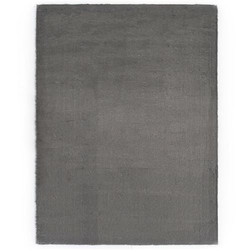 vidaXL Tapis 120x160 cm Fausse fourrure de lapin Gris foncé