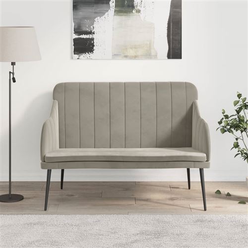 VIDAXL - Banc - Velours - Gris clair - 110x76x80 cm - Image 3